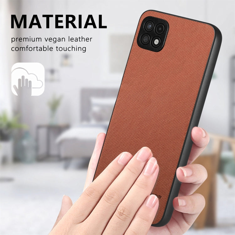 For Samsung Galaxy A22 4G Twill Fabric Leather Skin Back Phone Case