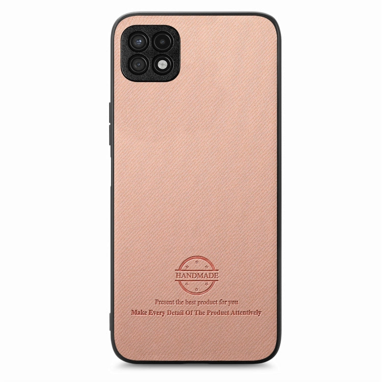 For Samsung Galaxy A22 4G Twill Fabric Leather Skin Back Phone Case