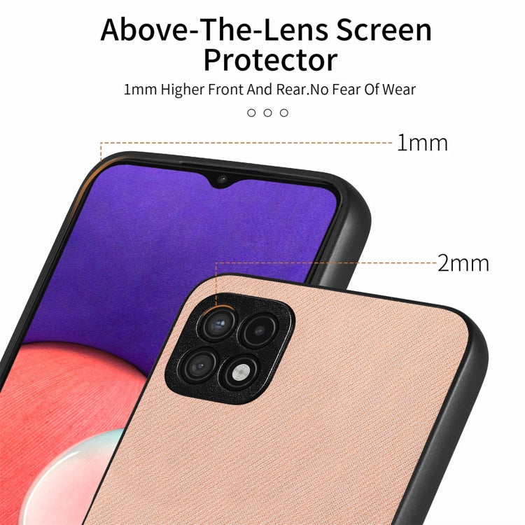 For Samsung Galaxy A22 4G Twill Fabric Leather Skin Back Phone Case
