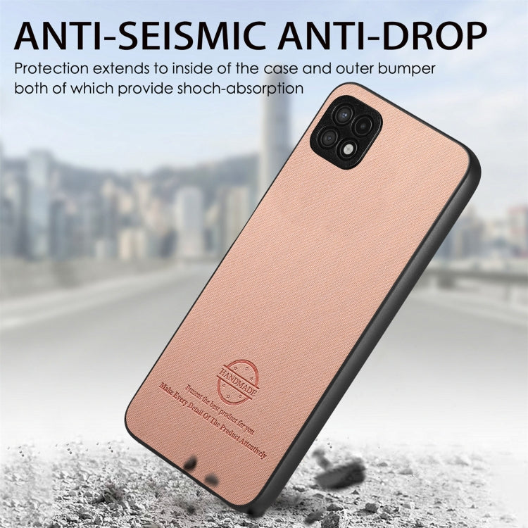 For Samsung Galaxy A22 4G Twill Fabric Leather Skin Back Phone Case