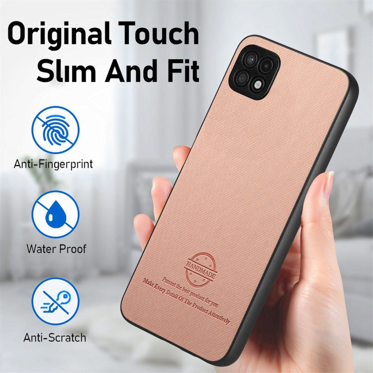 For Samsung Galaxy A22 4G Twill Fabric Leather Skin Back Phone Case