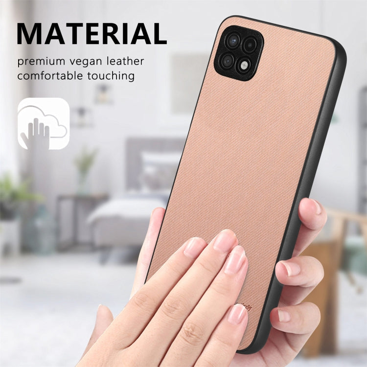 For Samsung Galaxy A22 4G Twill Fabric Leather Skin Back Phone Case