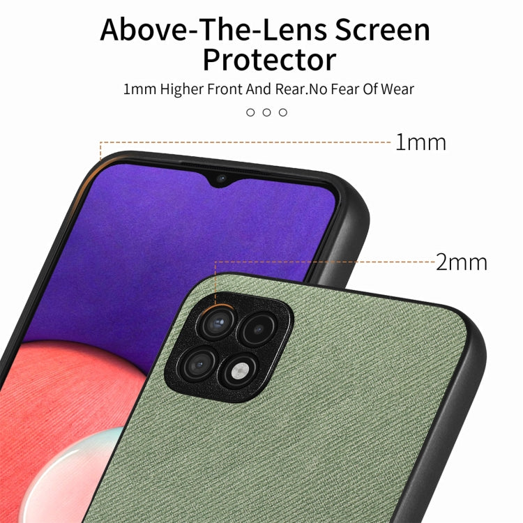 For Samsung Galaxy A22 4G Twill Fabric Leather Skin Back Phone Case