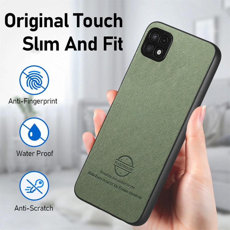 For Samsung Galaxy A22 4G Twill Fabric Leather Skin Back Phone Case