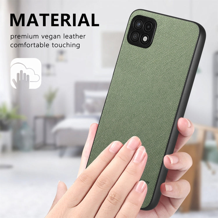 For Samsung Galaxy A22 4G Twill Fabric Leather Skin Back Phone Case