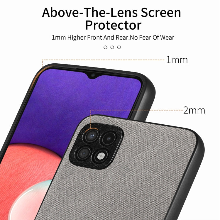 For Samsung Galaxy A22 4G Twill Fabric Leather Skin Back Phone Case