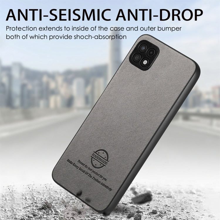 For Samsung Galaxy A22 4G Twill Fabric Leather Skin Back Phone Case