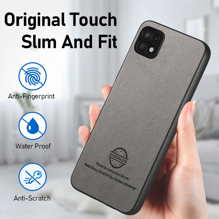 For Samsung Galaxy A22 4G Twill Fabric Leather Skin Back Phone Case