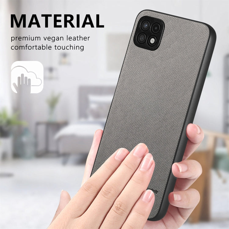 For Samsung Galaxy A22 4G Twill Fabric Leather Skin Back Phone Case