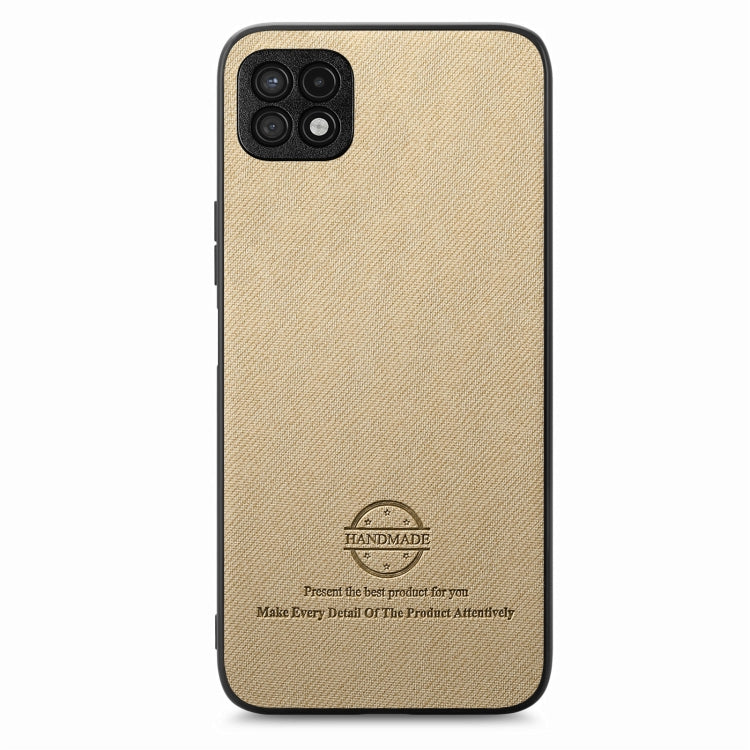 For Samsung Galaxy A22 4G Twill Fabric Leather Skin Back Phone Case