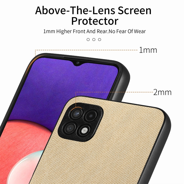 For Samsung Galaxy A22 4G Twill Fabric Leather Skin Back Phone Case