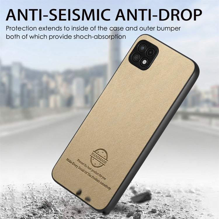 For Samsung Galaxy A22 4G Twill Fabric Leather Skin Back Phone Case