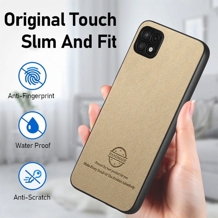 For Samsung Galaxy A22 4G Twill Fabric Leather Skin Back Phone Case