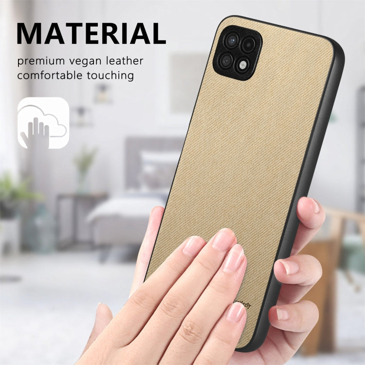 For Samsung Galaxy A22 4G Twill Fabric Leather Skin Back Phone Case