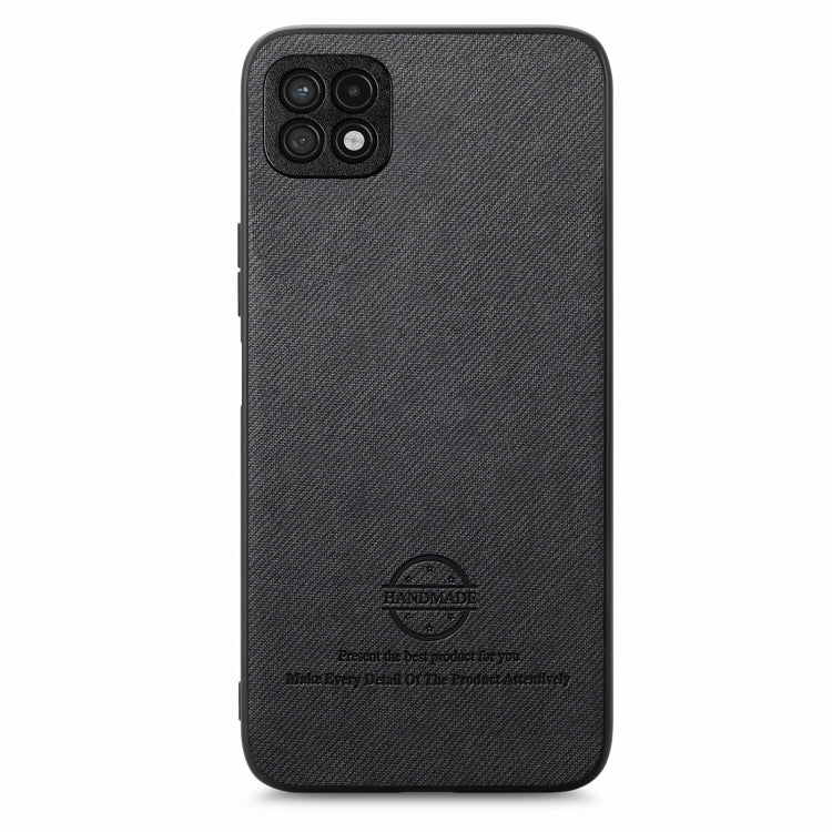 For Samsung Galaxy A22 4G Twill Fabric Leather Skin Back Phone Case