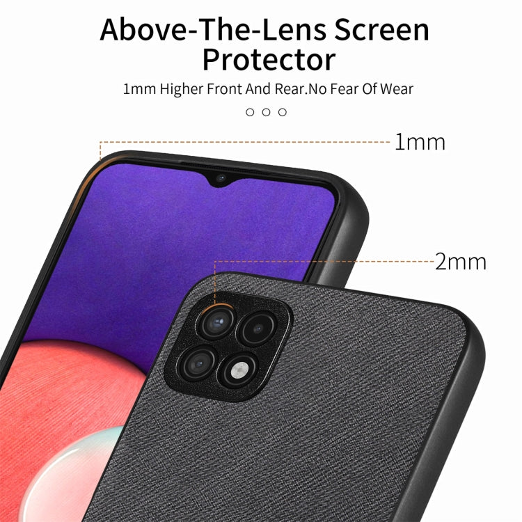 For Samsung Galaxy A22 4G Twill Fabric Leather Skin Back Phone Case