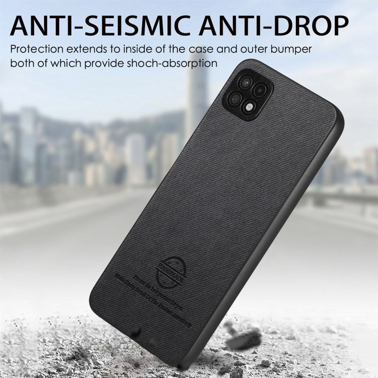 For Samsung Galaxy A22 4G Twill Fabric Leather Skin Back Phone Case