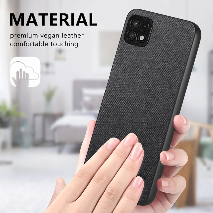 For Samsung Galaxy A22 4G Twill Fabric Leather Skin Back Phone Case