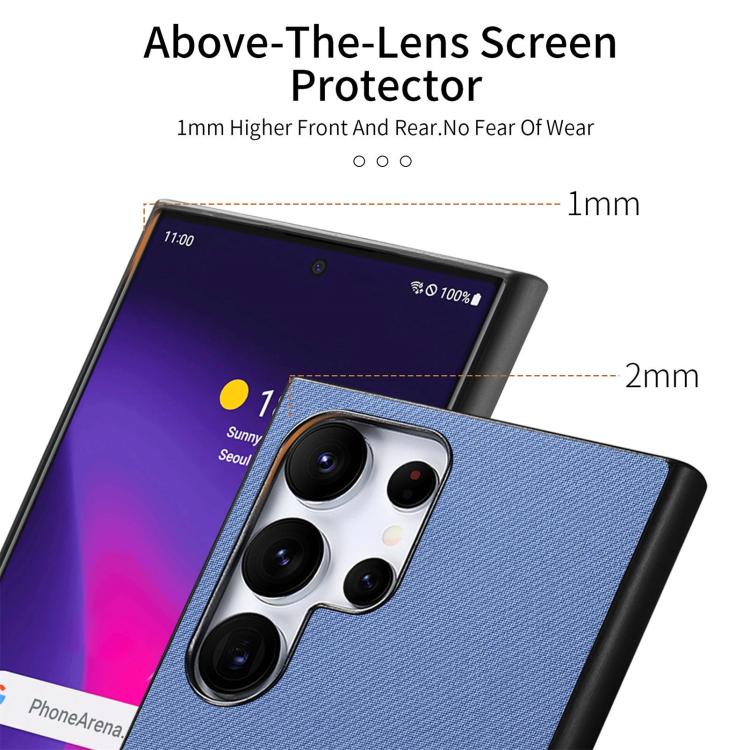 For Samsung Galaxy S25 Ultra 5G Twill Fabric Leather Skin Back Phone Case