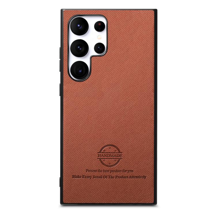 For Samsung Galaxy S25 Ultra 5G Twill Fabric Leather Skin Back Phone Case