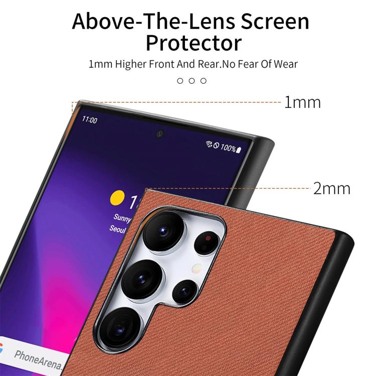For Samsung Galaxy S25 Ultra 5G Twill Fabric Leather Skin Back Phone Case