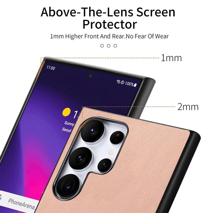 For Samsung Galaxy S25 Ultra 5G Twill Fabric Leather Skin Back Phone Case