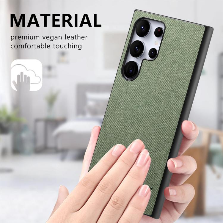 For Samsung Galaxy S25 Ultra 5G Twill Fabric Leather Skin Back Phone Case