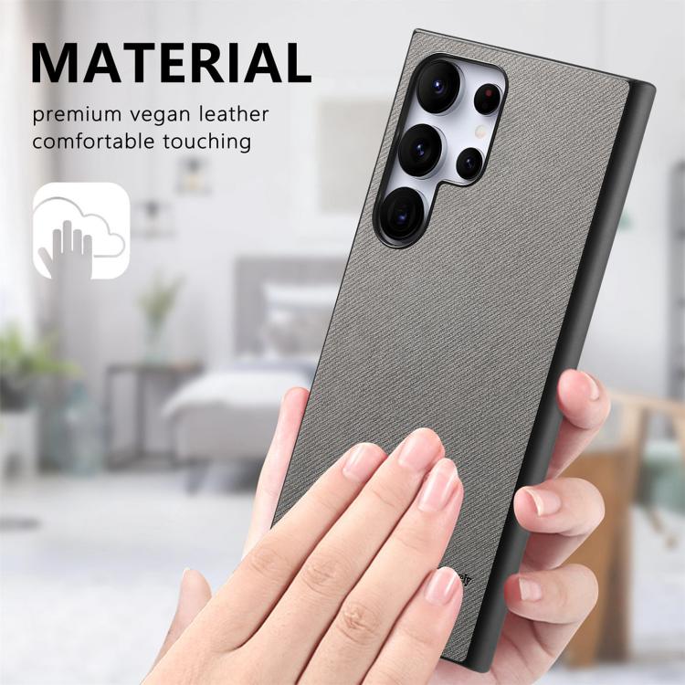 For Samsung Galaxy S25 Ultra 5G Twill Fabric Leather Skin Back Phone Case