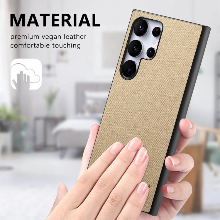 For Samsung Galaxy S25 Ultra 5G Twill Fabric Leather Skin Back Phone Case