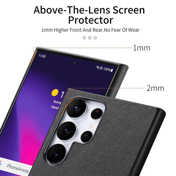 For Samsung Galaxy S25 Ultra 5G Twill Fabric Leather Skin Back Phone Case