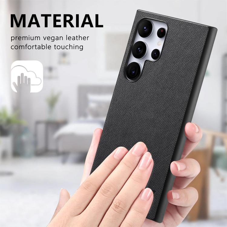 For Samsung Galaxy S25 Ultra 5G Twill Fabric Leather Skin Back Phone Case