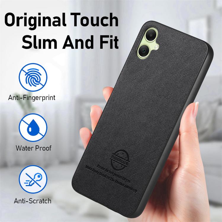 For Samsung Galaxy A06 Twill Fabric Leather Skin Back Phone Case