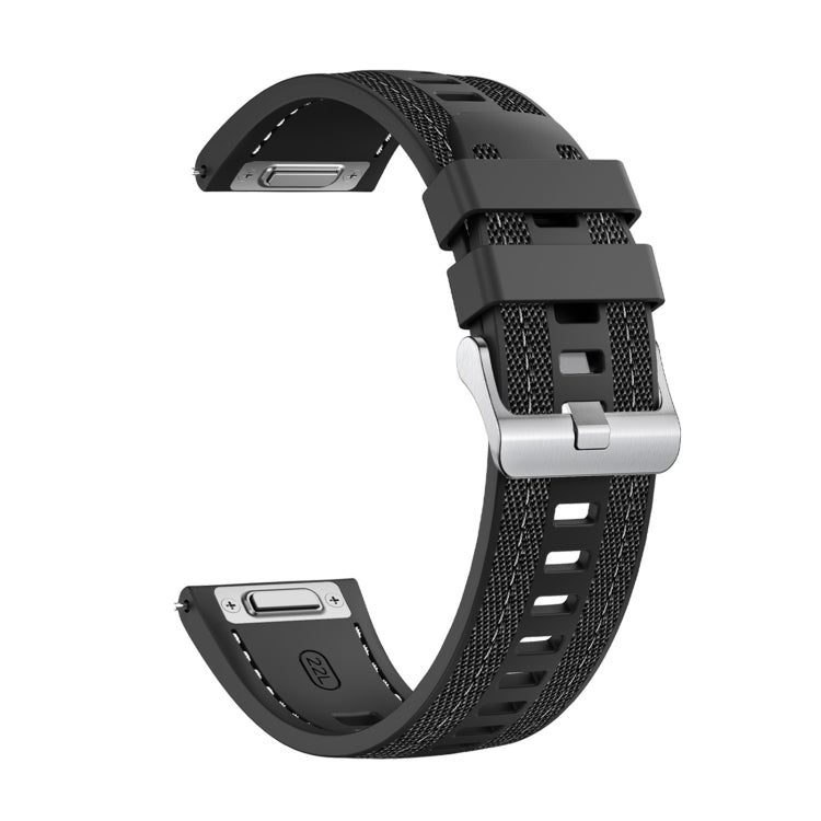 For Garmin Venu 3 Push Connector 22mm Hybrid Nylon Silicone Watch Band