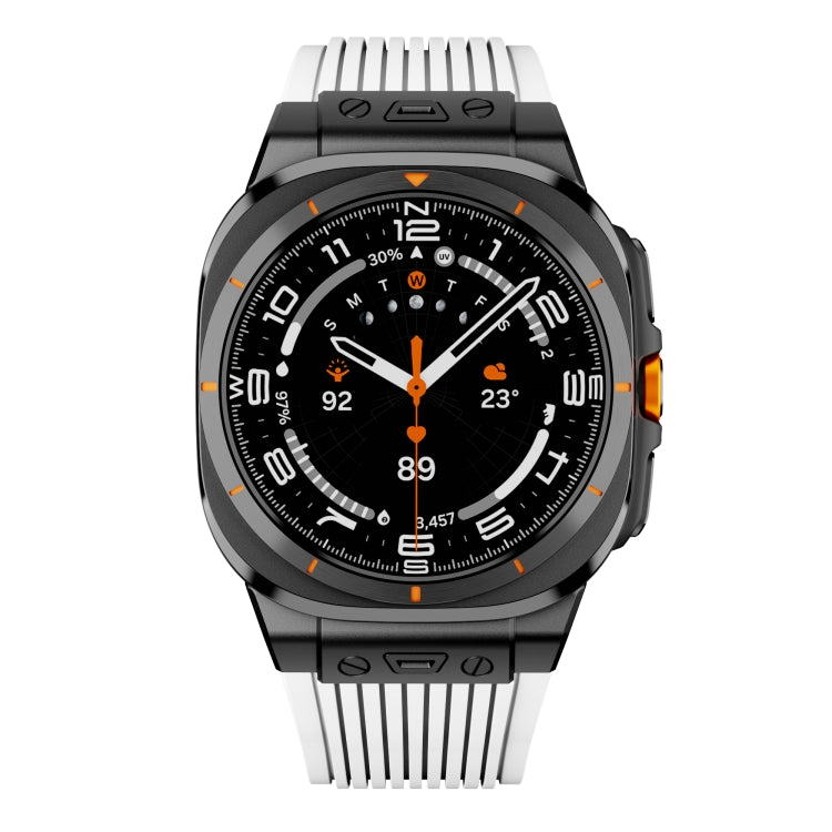 For Samsung Galaxy Watch Ultra 47mm / Ultra 2025 Black Connector Black Buckle Silicone Watch Band
