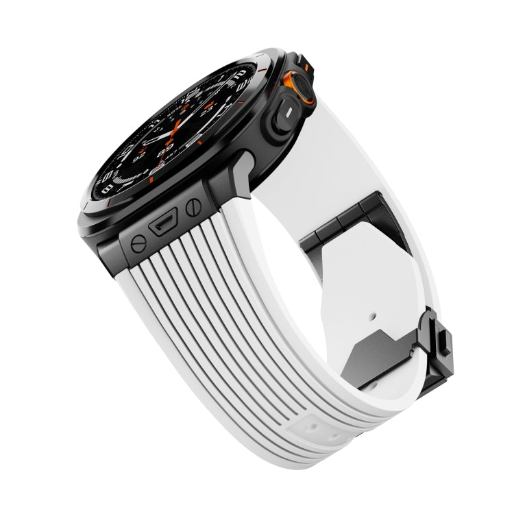 For Samsung Galaxy Watch Ultra 47mm / Ultra 2025 Black Connector Black Buckle Silicone Watch Band