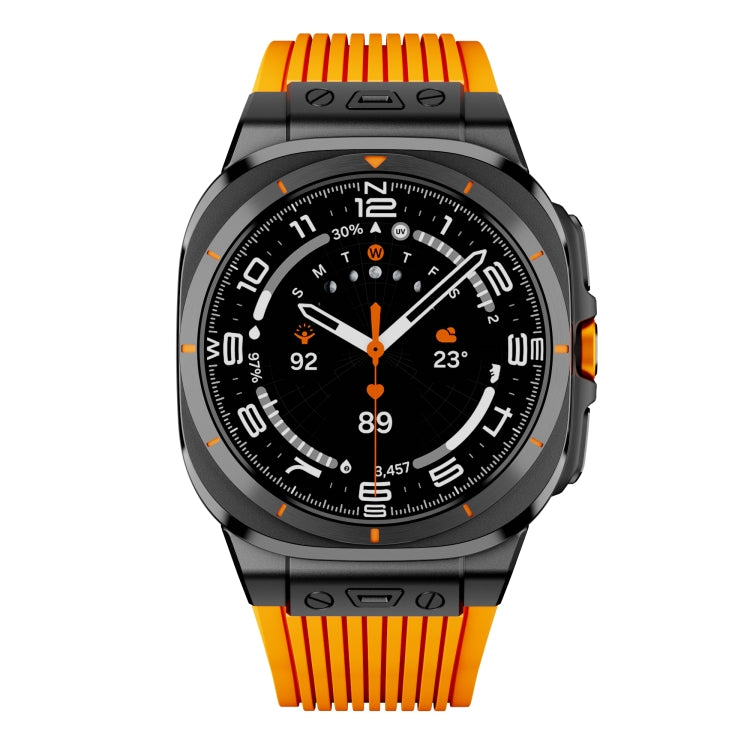 For Samsung Galaxy Watch Ultra 47mm / Ultra 2025 Black Connector Black Buckle Silicone Watch Band