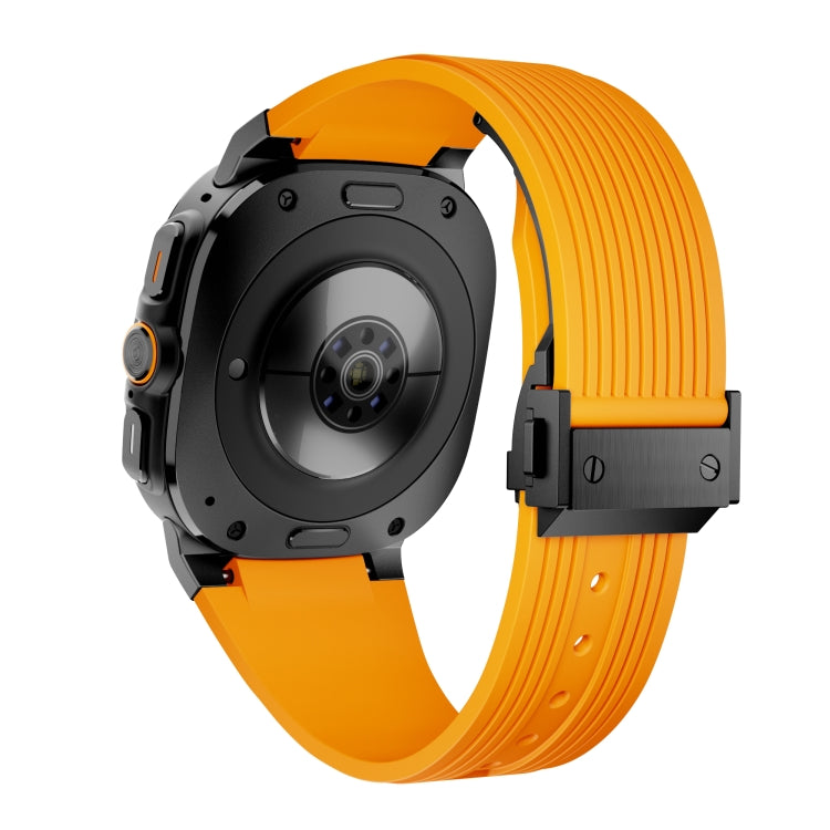 For Samsung Galaxy Watch Ultra 47mm / Ultra 2025 Black Connector Black Buckle Silicone Watch Band