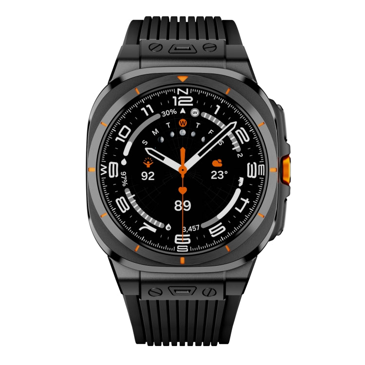 For Samsung Galaxy Watch Ultra 47mm / Ultra 2025 Black Connector Black Buckle Silicone Watch Band