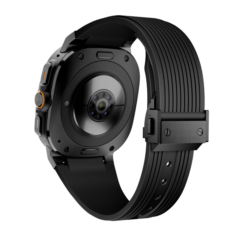 For Samsung Galaxy Watch Ultra 47mm / Ultra 2025 Black Connector Black Buckle Silicone Watch Band