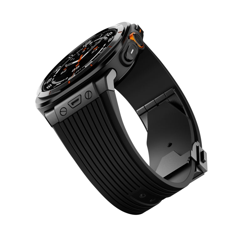 For Samsung Galaxy Watch Ultra 47mm / Ultra 2025 Black Connector Black Buckle Silicone Watch Band