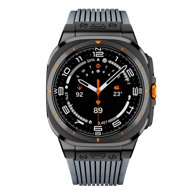 For Samsung Galaxy Watch Ultra 47mm / Ultra 2025 Black Connector Black Buckle Silicone Watch Band