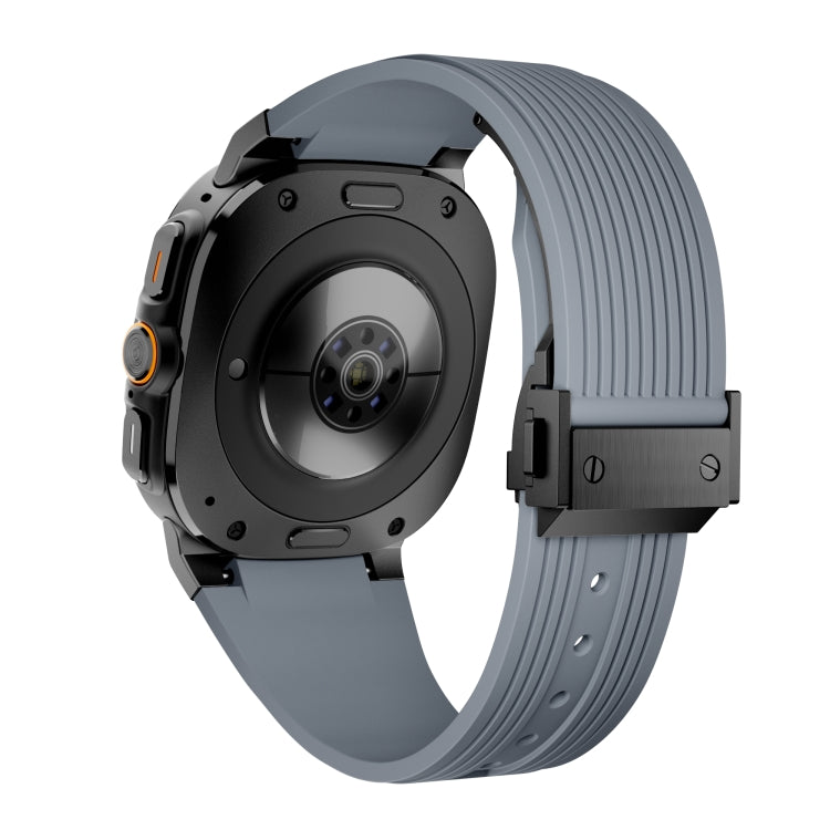 For Samsung Galaxy Watch Ultra 47mm / Ultra 2025 Black Connector Black Buckle Silicone Watch Band