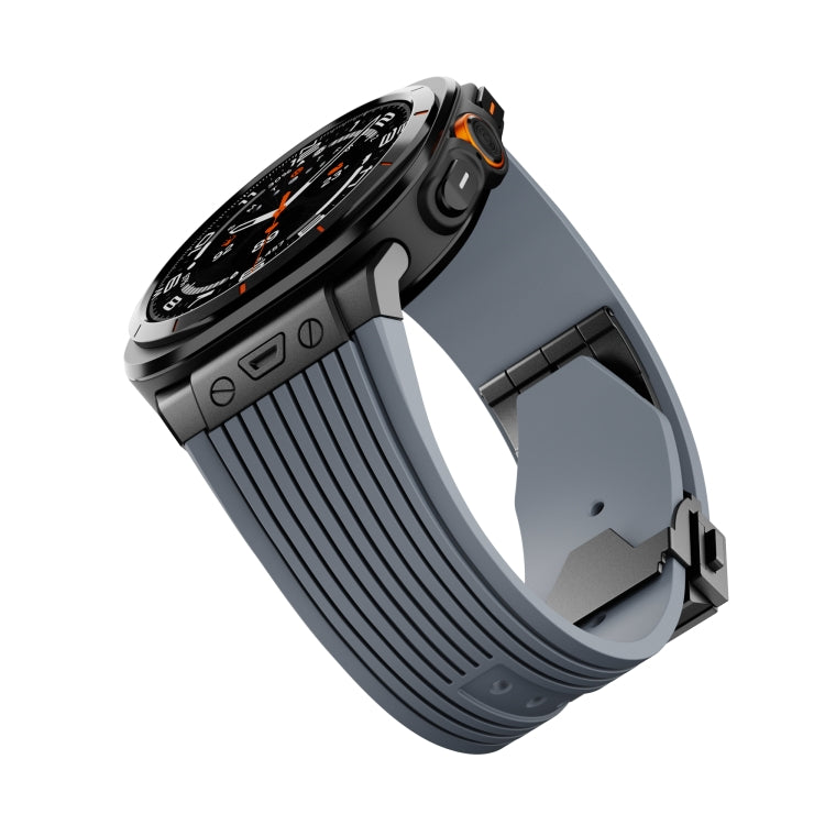 For Samsung Galaxy Watch Ultra 47mm / Ultra 2025 Black Connector Black Buckle Silicone Watch Band