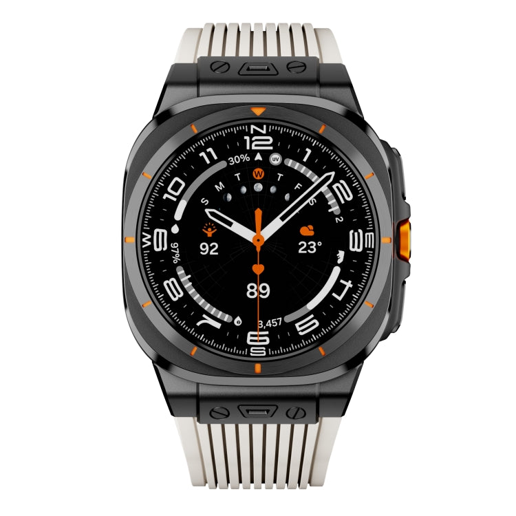 For Samsung Galaxy Watch Ultra 47mm / Ultra 2025 Black Connector Black Buckle Silicone Watch Band