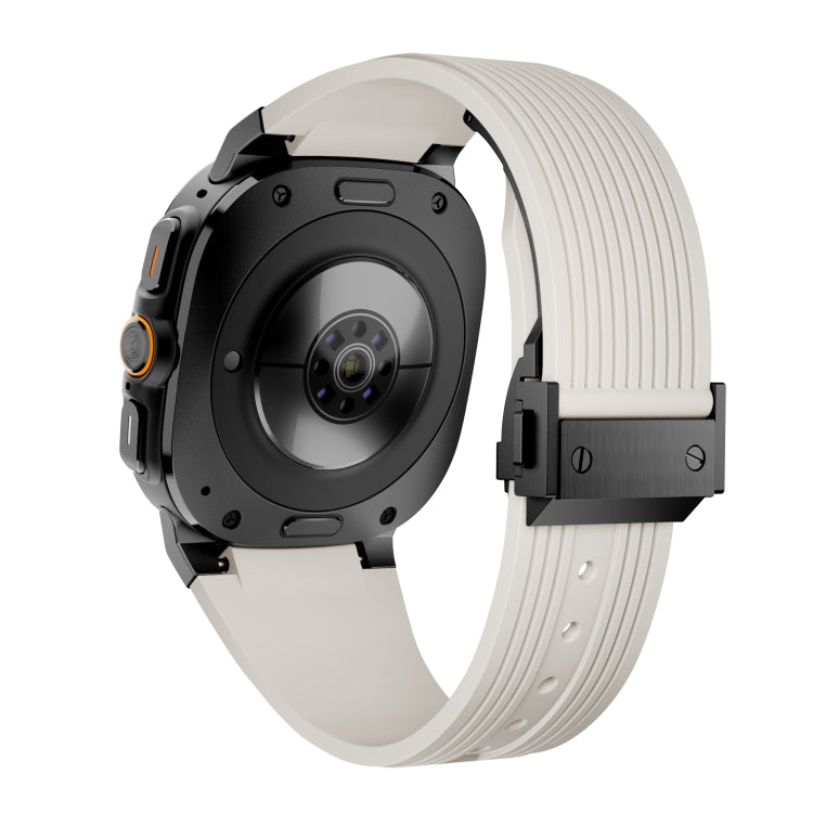 For Samsung Galaxy Watch Ultra 47mm / Ultra 2025 Black Connector Black Buckle Silicone Watch Band