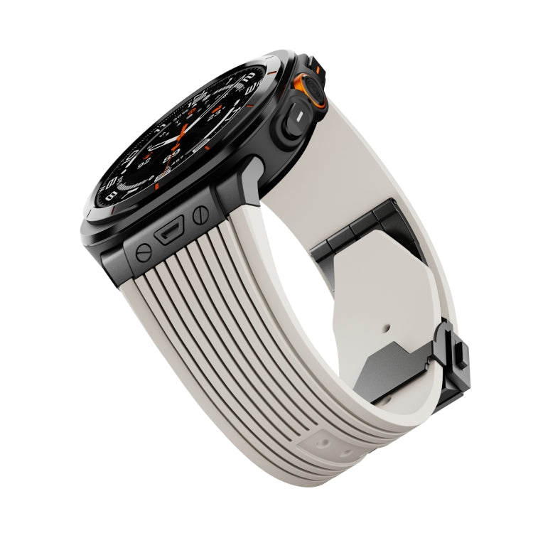 For Samsung Galaxy Watch Ultra 47mm / Ultra 2025 Black Connector Black Buckle Silicone Watch Band
