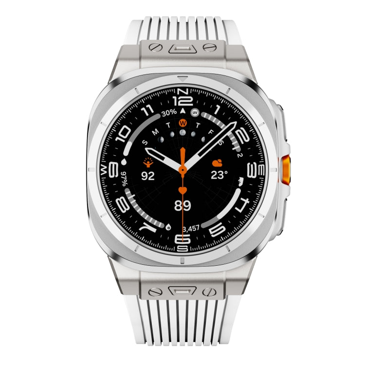 For Samsung Galaxy Watch Ultra 47mm / Ultra 2025 Titanium Connector Silver Buckle Silicone Watch Band
