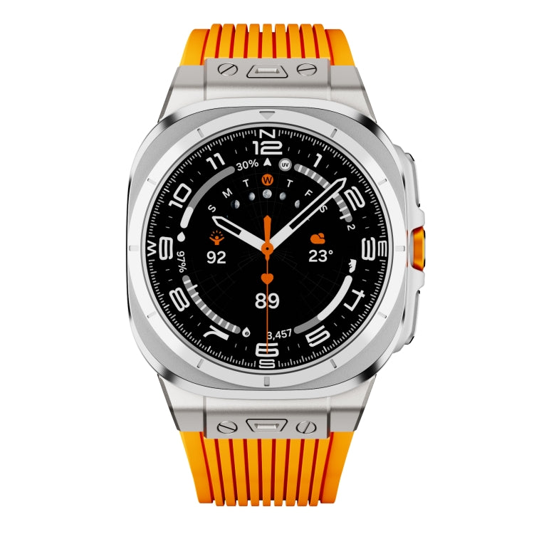For Samsung Galaxy Watch Ultra 47mm / Ultra 2025 Titanium Connector Silver Buckle Silicone Watch Band