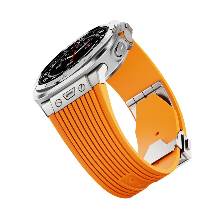 For Samsung Galaxy Watch Ultra 47mm / Ultra 2025 Titanium Connector Silver Buckle Silicone Watch Band