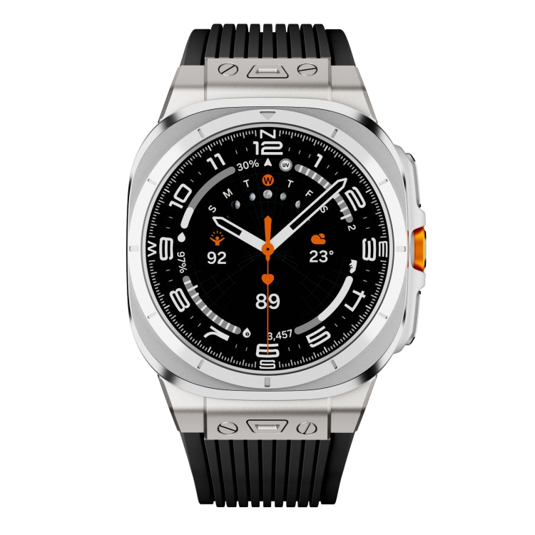 For Samsung Galaxy Watch Ultra 47mm / Ultra 2025 Titanium Connector Silver Buckle Silicone Watch Band